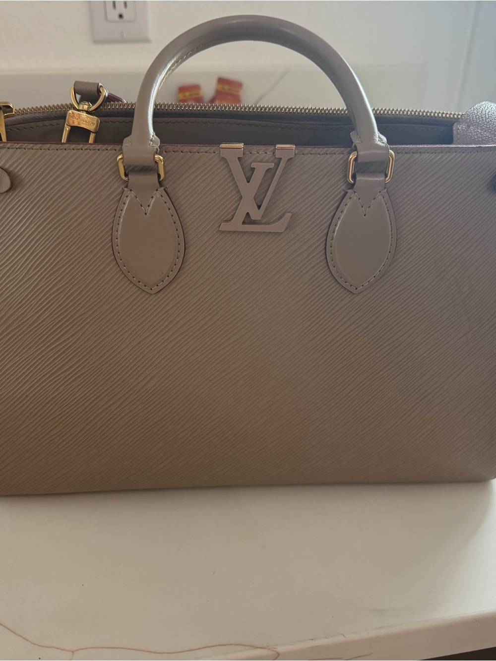 Louis Vuitton Neutral Taupe Epi Leather Satchel with Gold Hardware